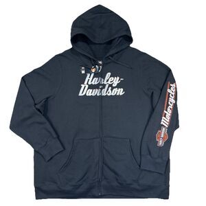 NEW Harley-Davidson Full Zip Hoodie Heavyweight Double Sided NWT 2XL XXL